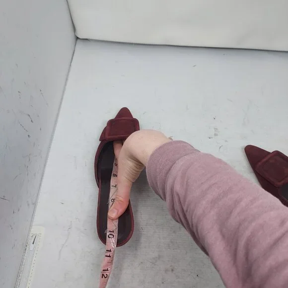 Manolo Blahnik Burgundy Suede Maysale Mules - Picture 8 of 11